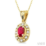 Oval Shape Gemstone & Diamond Pendant