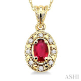 Oval Shape Gemstone & Diamond Pendant