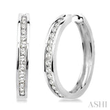 Channel Set Diamond Hoop Earrings