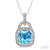 Silver Gemstone & Diamond Pendant