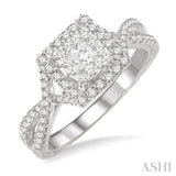 5/8 Ctw Diamond Lovebright Engagement Ring in 14K White Gold