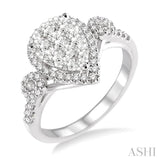 1 Ctw Pear Shape Diamond Lovebright Ring in 14K White Gold