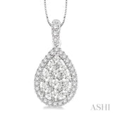1 Ctw Pear Shape Diamond Lovebright Pendant in 14K White Gold with Chain