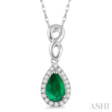 Pear Shape Gemstone & Diamond Pendant