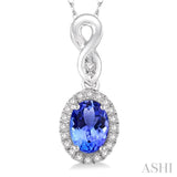 Oval Shape Gemstone & Diamond Pendant