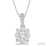 3/4 Ctw Round Shape Diamond Lovebright Pendant in 14K White Gold with Chain