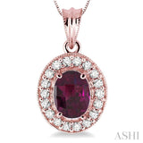 Oval Shape Gemstone & Diamond Pendant