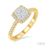 1/2 Ctw Square Shape Diamond Lovebright Ring in 14K Yellow and White Gold