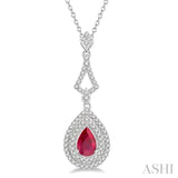 Pear Shape Gemstone & Diamond Pendant