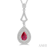 Pear Shape Gemstone & Diamond Pendant