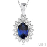 Oval Shape Gemstone & Diamond Pendant