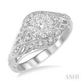 1/2 Ctw Lovebright Engagement Ring with Center Stone in 14K White Gold