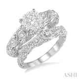5/8 Ctw Diamond Lovebright Wedding Set with 1/2 Ctw Engagement Ring and 1/6 Ctw Wedding Band in 14K White Gold