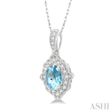 Oval Shape Gemstone & Diamond Pendant