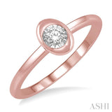 1/50 Ctw Oval Shape Round Cut Diamond Promise Ring in 10K Rose Gold