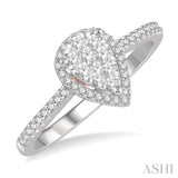 1/3 Ctw Pear Shape Round Cut Diamond Lovebright Ring in 14K White and Rose Gold