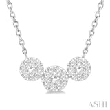 1/2 Ctw Triple Circle Lovebright Round Cut Diamond Necklace in 14K White Gold