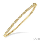 1/3 ctw Indented Marquise Mount Round Cut Diamond Stackable Bangle in 14K Yellow Gold