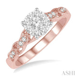 3/8 ctw Two-Tone Lattice  Round Cut Diamond Lovebright Ring in 14K Rose and White Gold