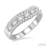 5/8 ctw Baguette and Twin Row Round Cut Diamond Wedding Band in 14K White Gold