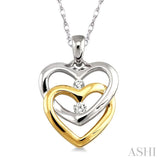 2 Stone Twin Heart Shape Diamond Pendant