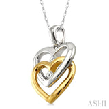 2 Stone Twin Heart Shape Diamond Pendant