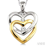 2 Stone Twin Heart Shape Diamond Pendant