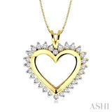 1 Ctw Round Cut Diamond Heart Pendant in 14K Yellow Gold with Chain