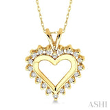1/4 Ctw Round Cut Diamond Heart Pendant in 14K Yellow Gold with Chain