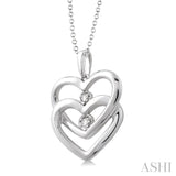 Twin Heart Shape Silver Diamond Fashion Pendant