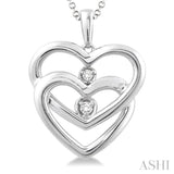 Twin Heart Shape Silver Diamond Fashion Pendant