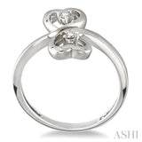 2 Stone Twin Heart Shape Silver Diamond Fashion Ring