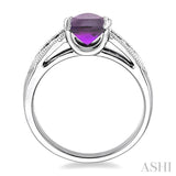 Oval Shape Silver Gemstone & Diamond Ring