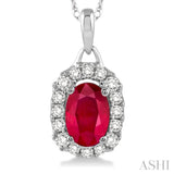 Oval Shape Gemstone & Diamond Pendant