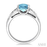 Oval Shape Silver Gemstone & Diamond Ring