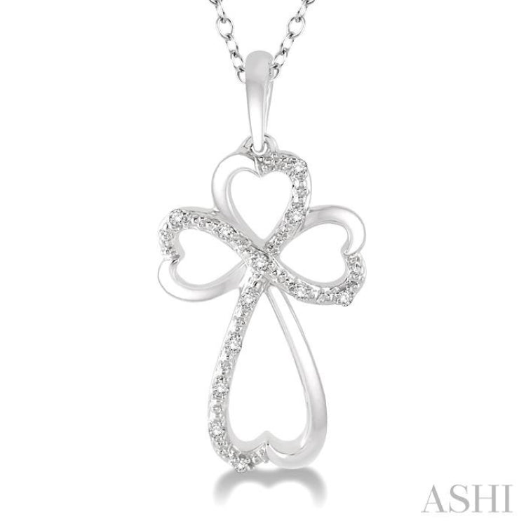 Heart Shape Silver Cross Diamond Fashion Pendant