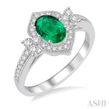 Oval Shape Gemstone & Diamond Ring