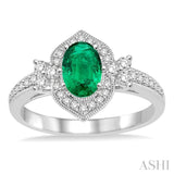 Oval Shape Gemstone & Diamond Ring