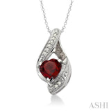 Heart Shape Silver Diamond & Gemstone Fashion Pendant