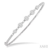 1 1/10 Ctw Lovebright Circular Mounts Baguette & Round Cut Diamond Bangle in 14K White Gold