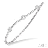 1 Ctw Triple Mount Lovebright Round Cut Diamond Bangle in 14K White Gold