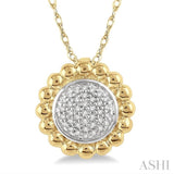 1/20 Ctw Floral Round Cut Diamond Fashion Pendant in 10K Yellow Gold with chain