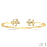 Fleur De Lis Diamond Open Cuff Bangle