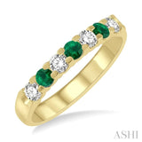 1/4 ctw Round Cut Diamond and 2.6MM Emerald Precious Wedding Band in 14K Yellow Gold