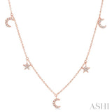 Star & Moon Diamond Station Necklace