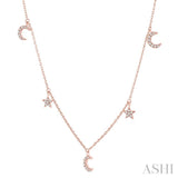 Star & Moon Diamond Station Necklace