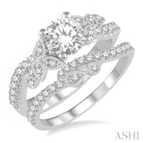 1 1/4 Ctw Diamond Bridal Set with 1 Ctw Round Cut Engagement Ring and 1/4 Ctw Wedding Band in 14K White Gold