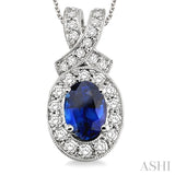 Oval Shape Gemstone & Diamond Pendant