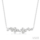 1/3 ctw Baguette and Round Cut Diamond Scatter Necklace in 14K White Gold