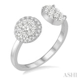 2 Stone Lovebright Diamond Fashion Open Ring